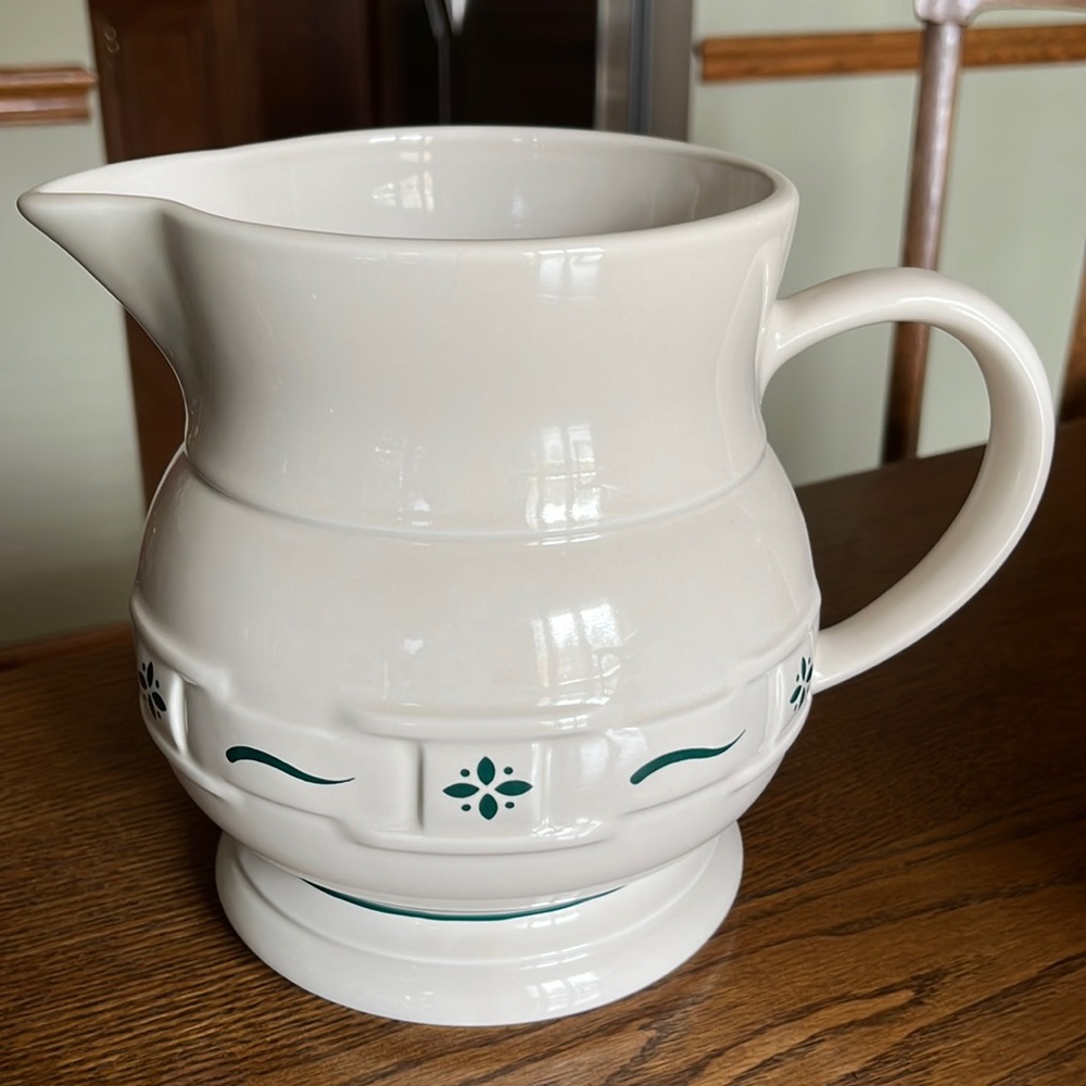 Longaberger 64Oz Woven Traditions Heritage Pitcher, green.